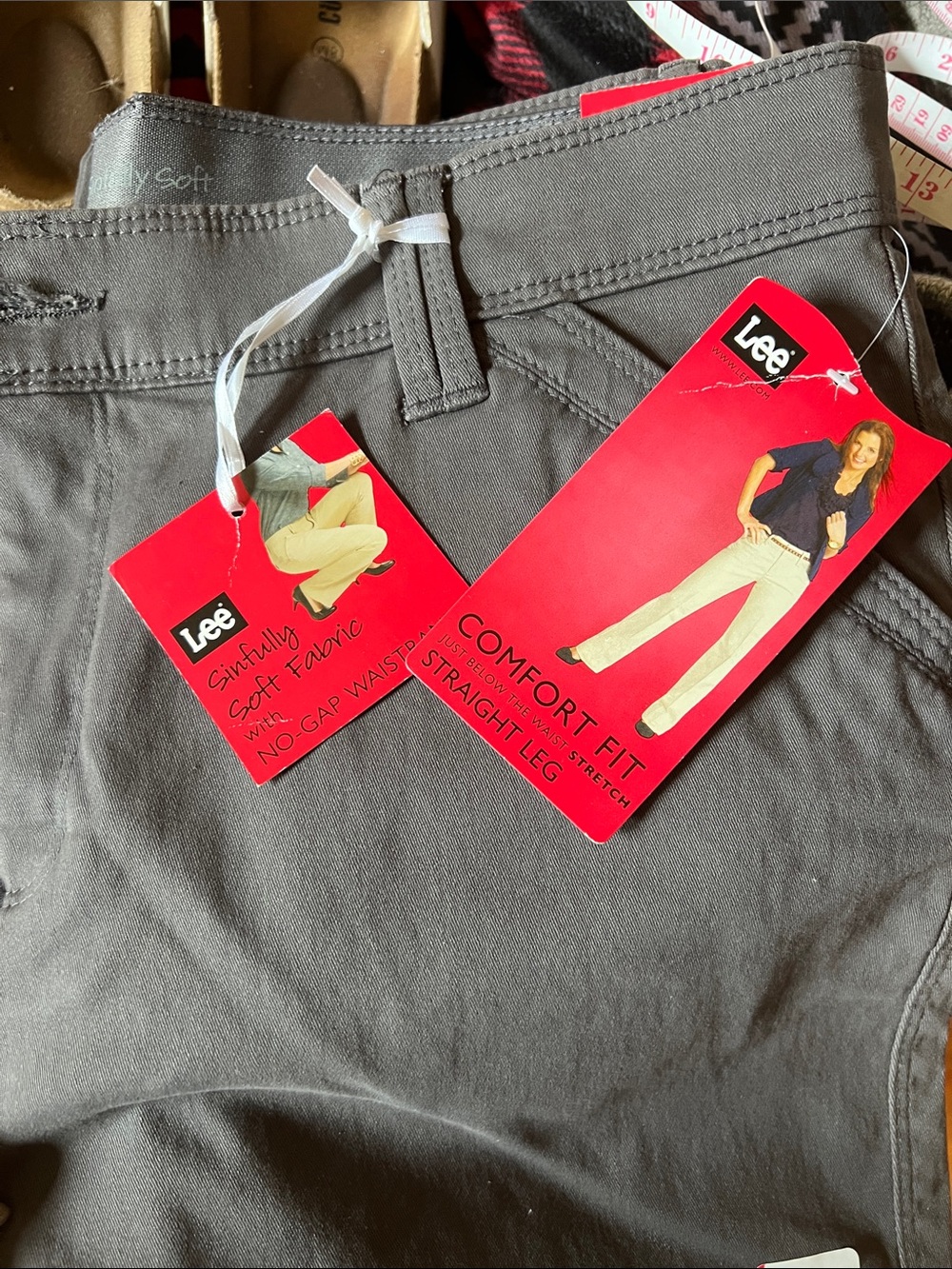 LEE Sinfully Soft Straight Leg Comfort Fit Flint Grey Pants NWT 12 medium